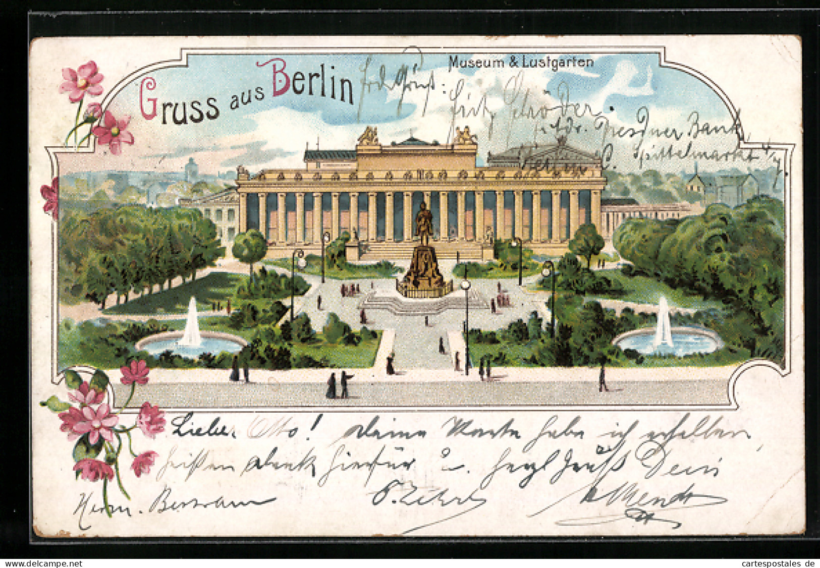 Lithographie Berlin, Museum & Lustgarten Aus Der Vogelschau  - Mitte