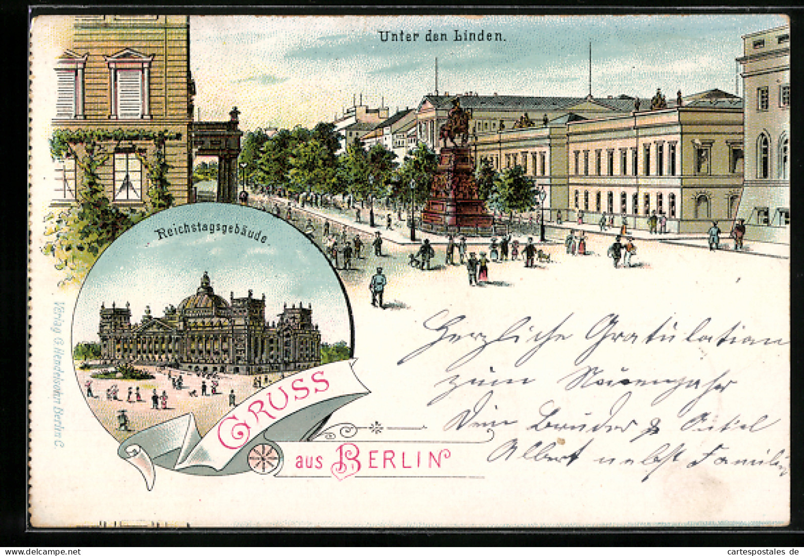 Lithographie Berlin, Unter Den Linden, Vor Dem Reichstagsgebäude  - Mitte