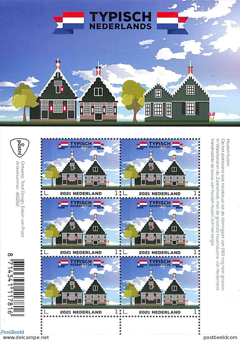 Netherlands 2021 Typical Dutch, Wooden Houses M/s, Mint NH, Art - Architecture - Nuovi