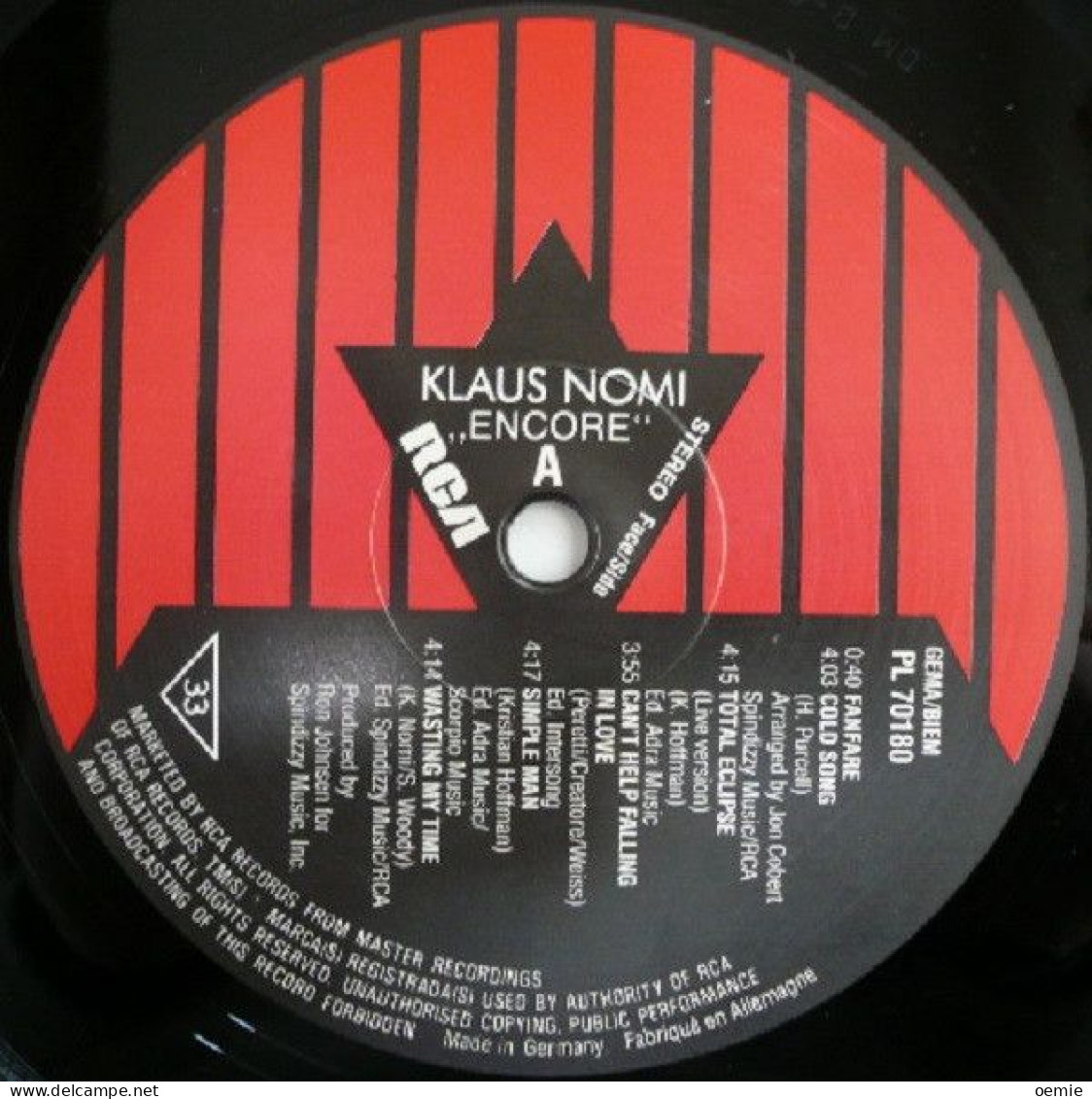 KLAUS NOMI  ENCORE - Other - English Music