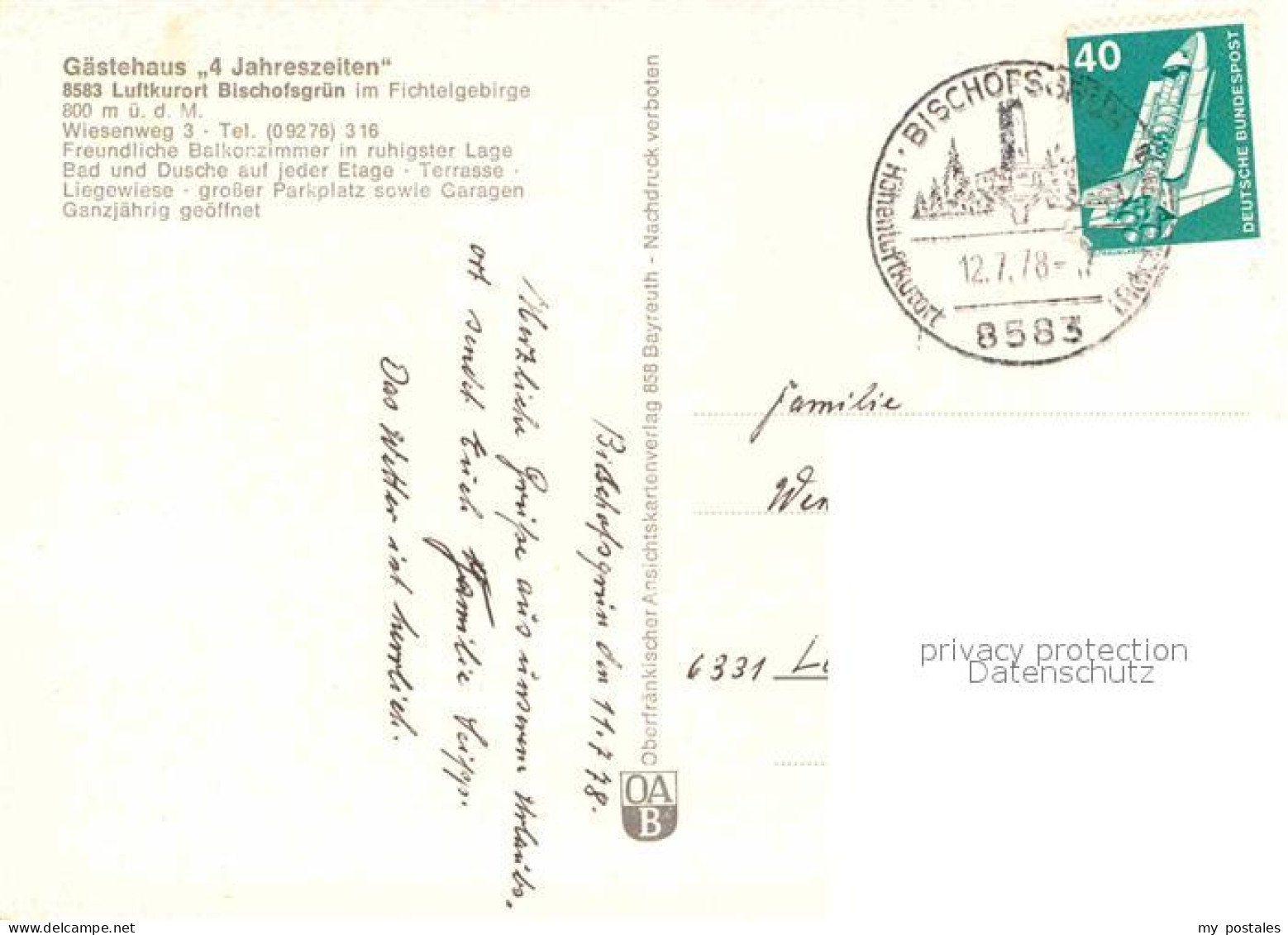 72902718 Bischofsgruen Gaestehaus Vier Jahreszeiten Bischofsgruen - Altri & Non Classificati