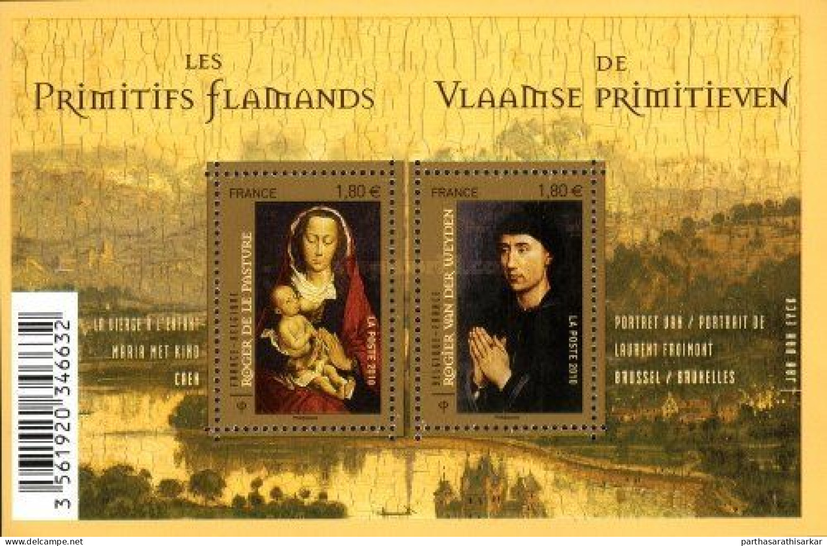 FRANCE 2010 JOINT ISSUE WITH BELGIUM EARLY NETHERLANDISH PAINTINGS MINIATURE SHEET MS MNH - Emissions Communes