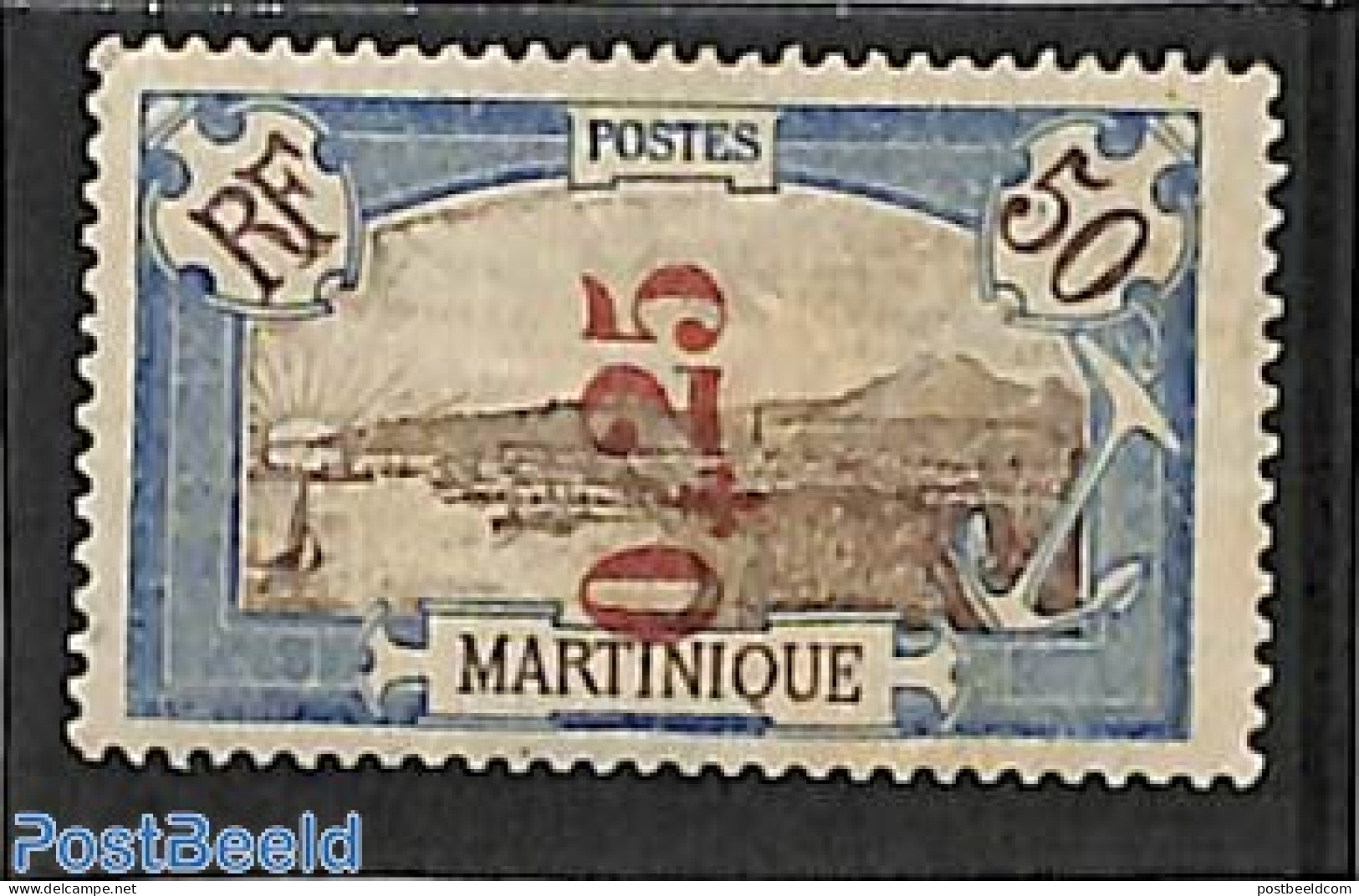 Martinique 1924 0.25 On 50c, Inverted, Stamp Out Of Set, Unused (hinged), Transport - Ships And Boats - Ships