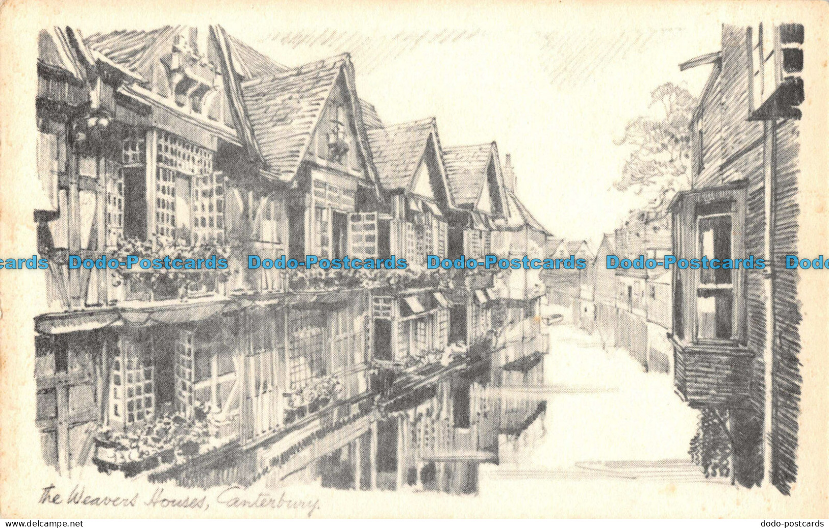 R093777 The Weavers Houses. Canterbury. Pencil Sketch - Monde