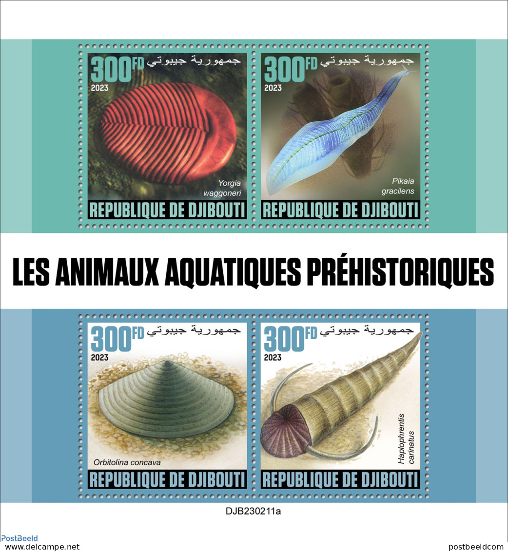 Djibouti 2023 Prehistoric Water Animals, Mint NH, Nature - Fish - Prehistoric Animals - Shells & Crustaceans - Fische