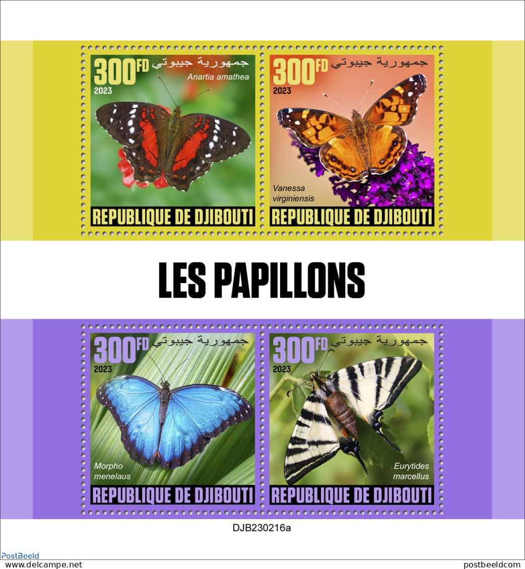 Djibouti 2023 Butterflies, Mint NH, Nature - Butterflies - Flowers & Plants - Yibuti (1977-...)