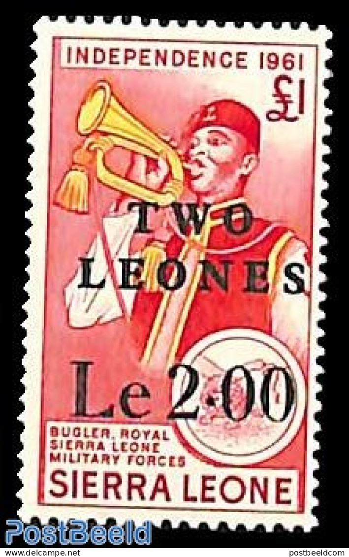 Sierra Leone 1964 TWO LEONES On 1 Pound, Stamp Out Of Set, Mint NH, History - Performance Art - Militarism - Music - Militaria