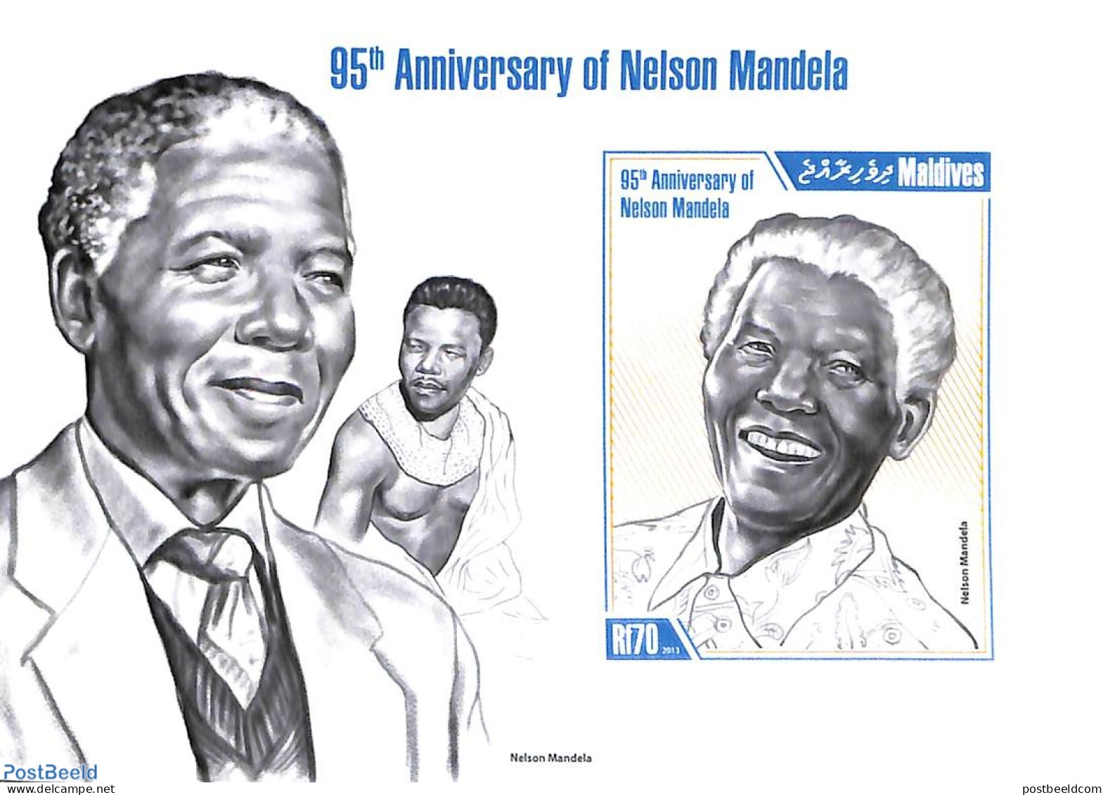Maldives 2013 Nelson Mandela S/s, Imperforated, Mint NH, History - Nelson Mandela - Maldives (1965-...)