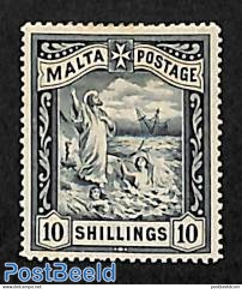 Malta 1899 10s, Stamp Out Of Set, Unused (hinged), Transport - Various - Ships And Boats - Lighthouses & Safety At Sea - Boten
