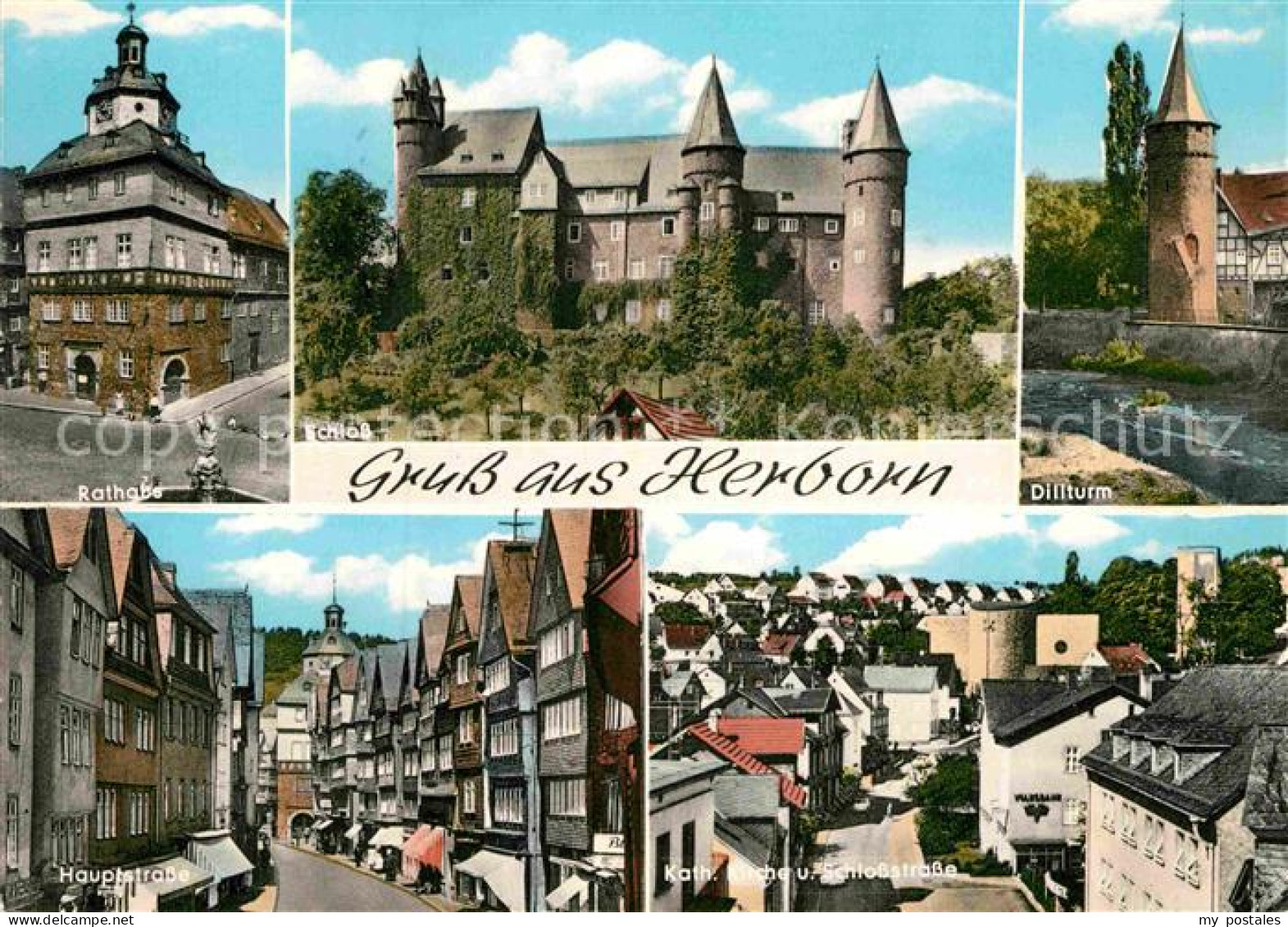 72901994 Herborn Hessen Rathaus Schloss Dillturm Hauptstrasse Kath Kirche Schlos - Herborn