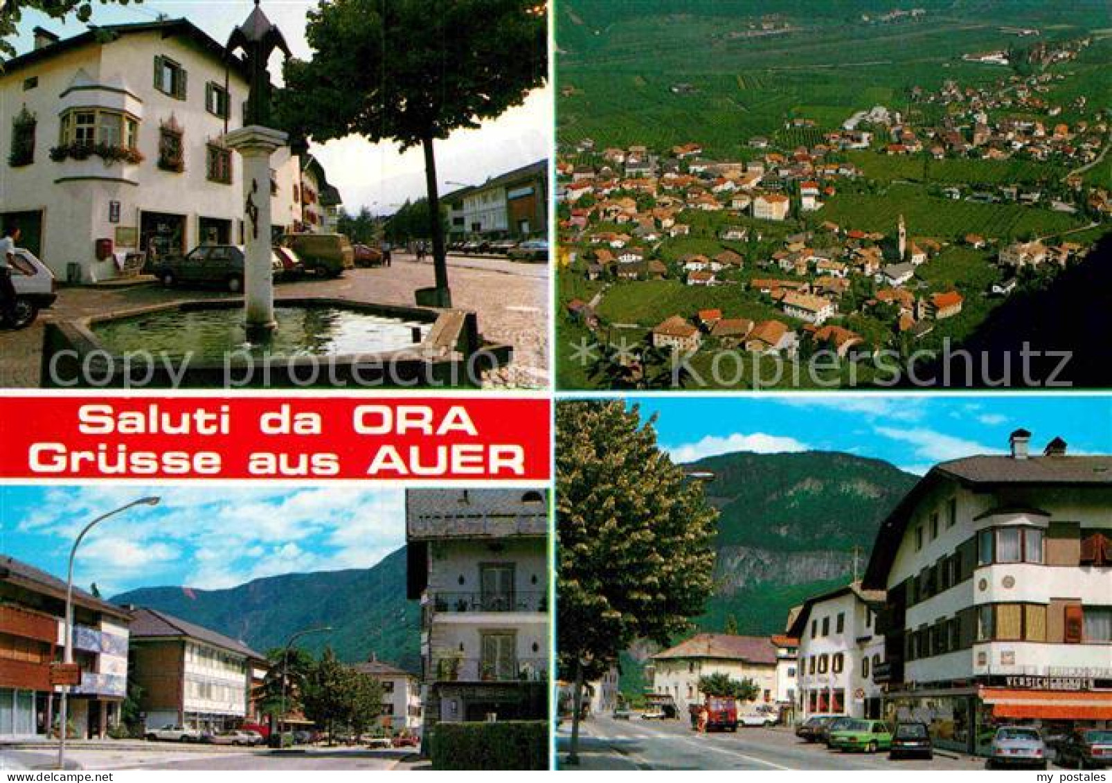 72901799 Auer Ora Suedtirol Fliegeraufnahme Brunnen Platz  - Other & Unclassified