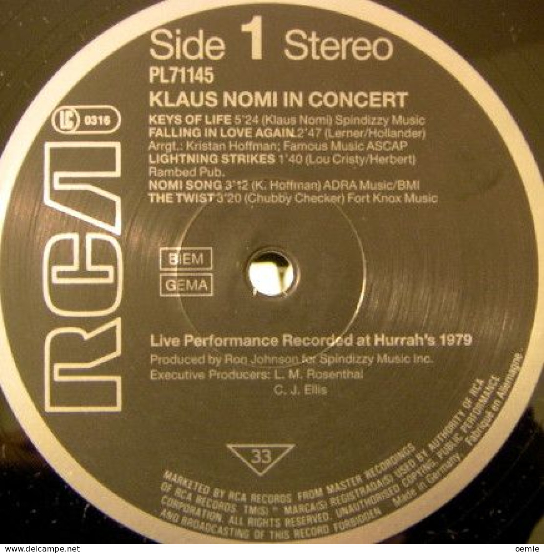 KLAUS NOMI   IN CONCERT - Other - English Music