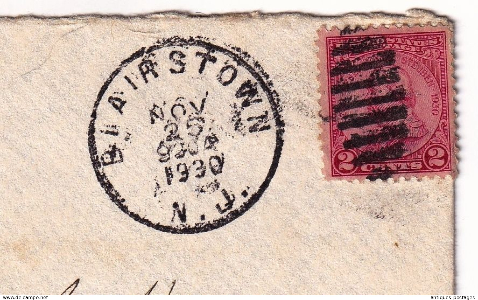 Lettre 1930 Blairston New Jersey USA Stamp General Von Steuben Two Cents Red - Briefe U. Dokumente