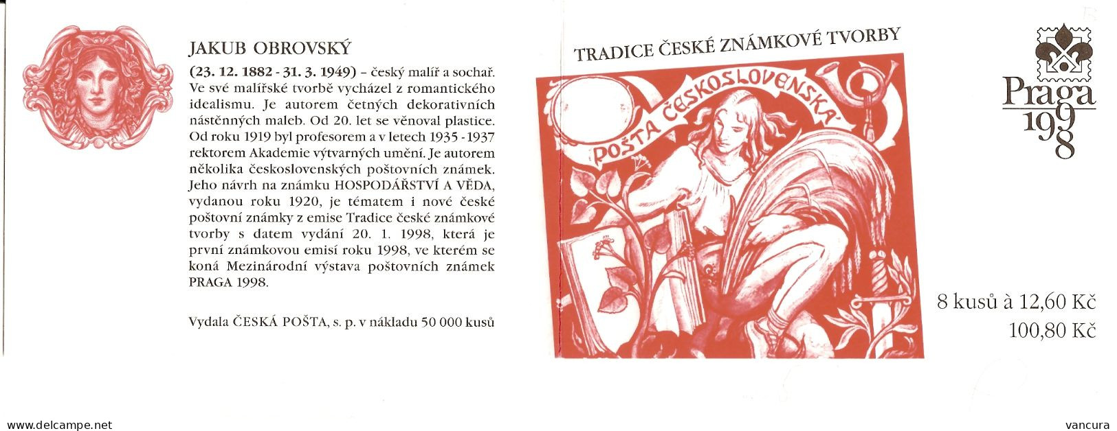 **booklet 166 Czech Republic - Traditions Of The Czech Stamp Design 1998 - Ongebruikt