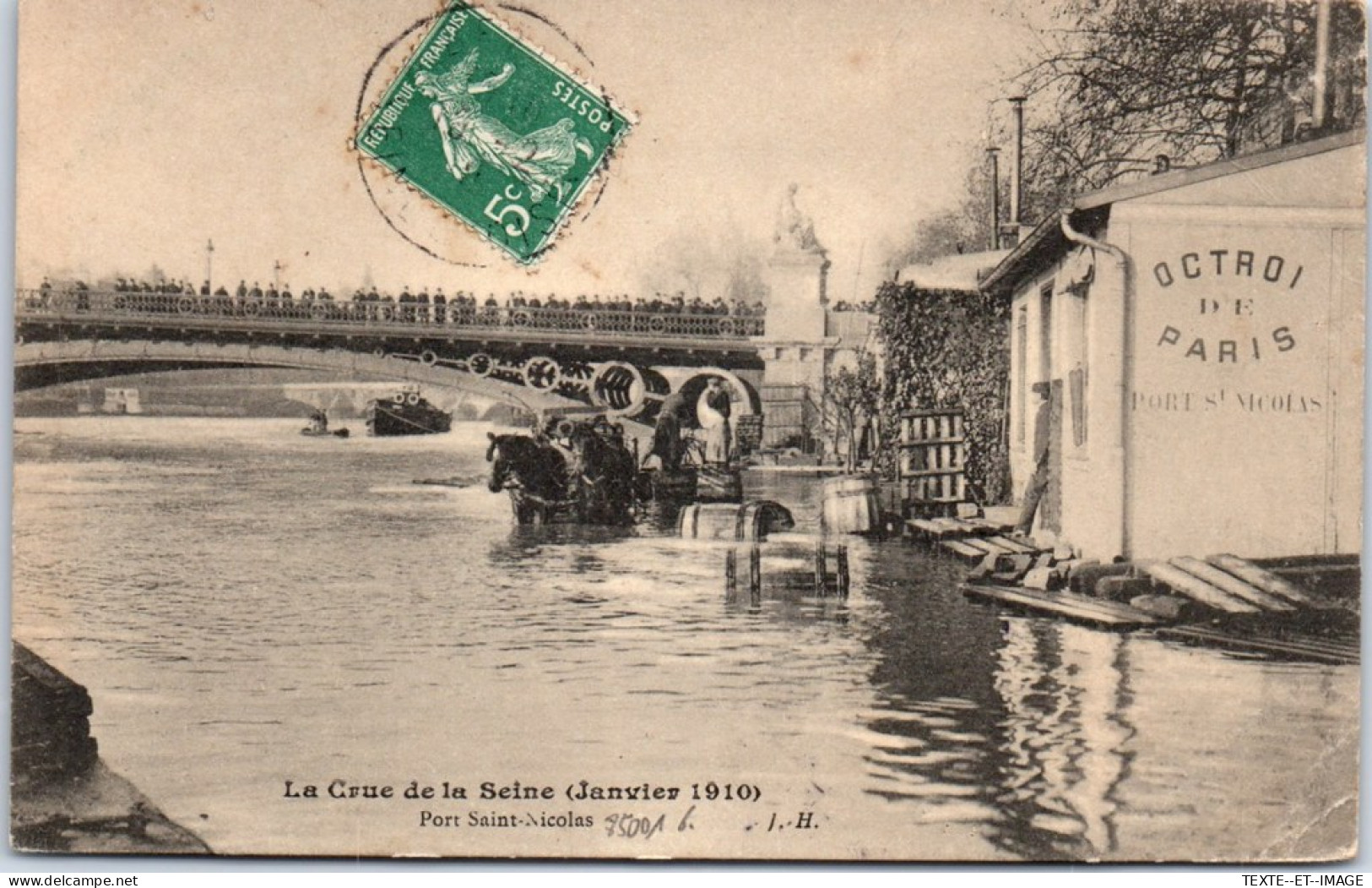 75001 PARIS - Le Port Saint Nicolas Lors De La Crue De 1910 - Paris (01)