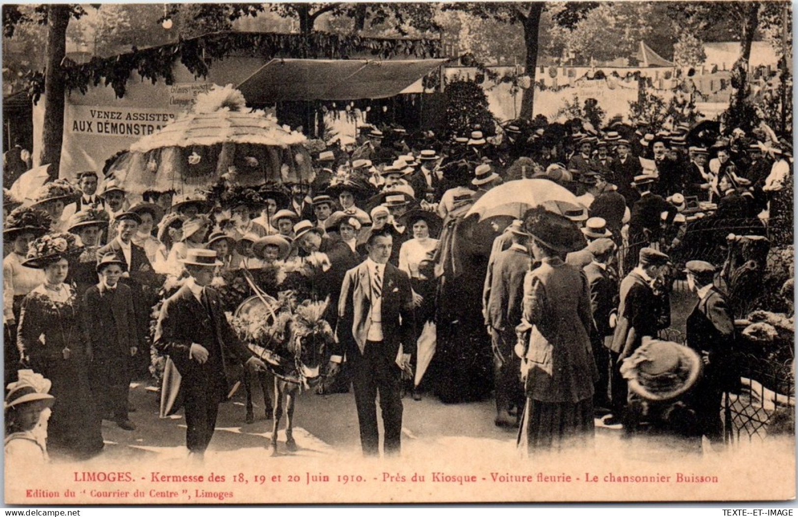 87 LIMOGES - Kermesse 1910, Pres Du Kiosque, Voiture Fleurie  - Limoges