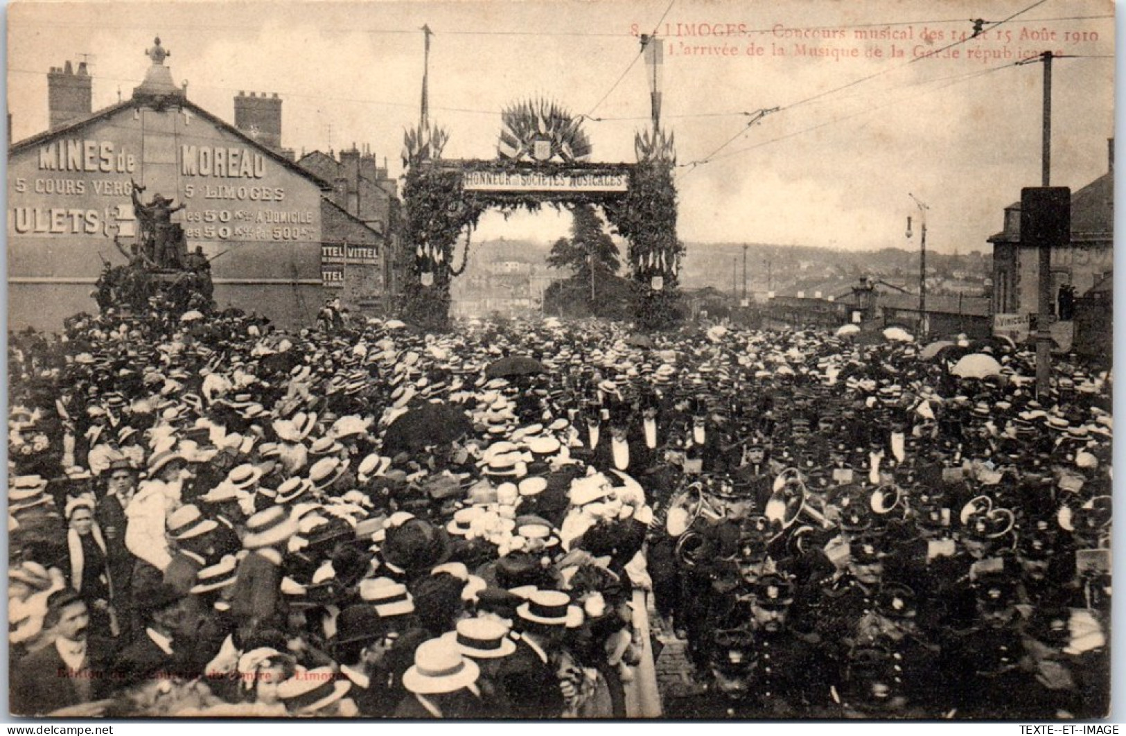 87 LIMOGES - Concours Musical 1910, Arrivee Garde Republicaine  - Limoges