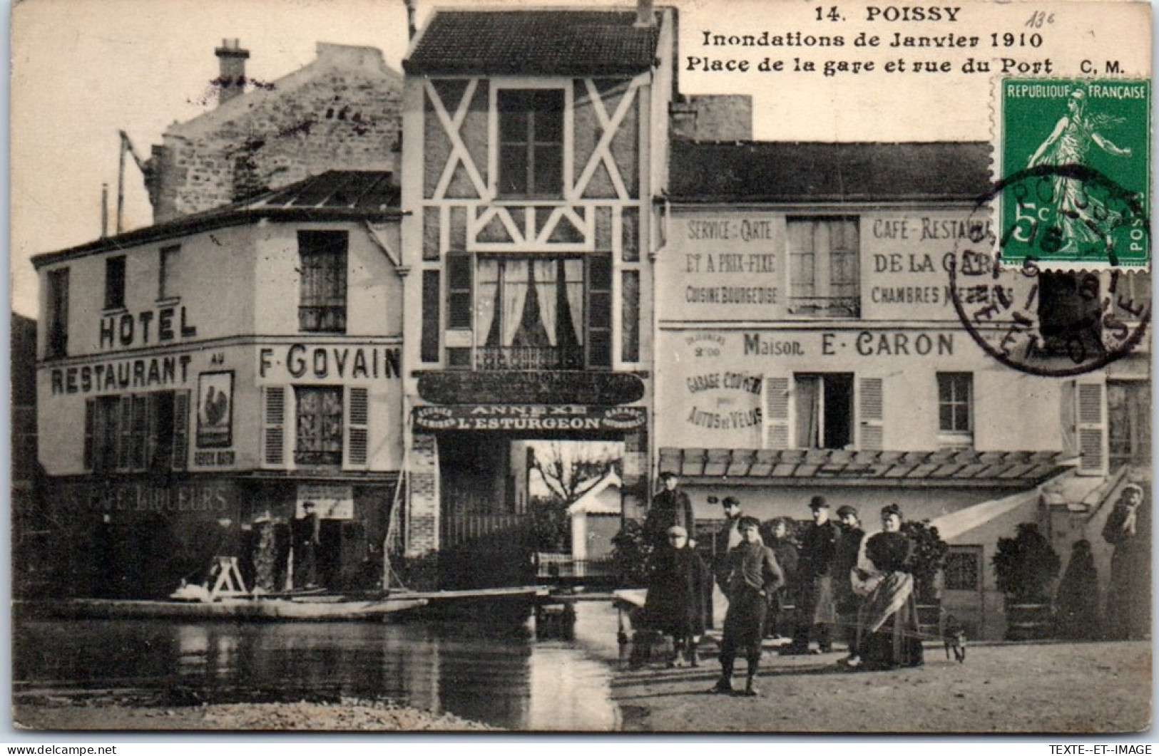 78 POISSY - Crue De 1910, Place De La Gare Et Rue Du Port  - Poissy
