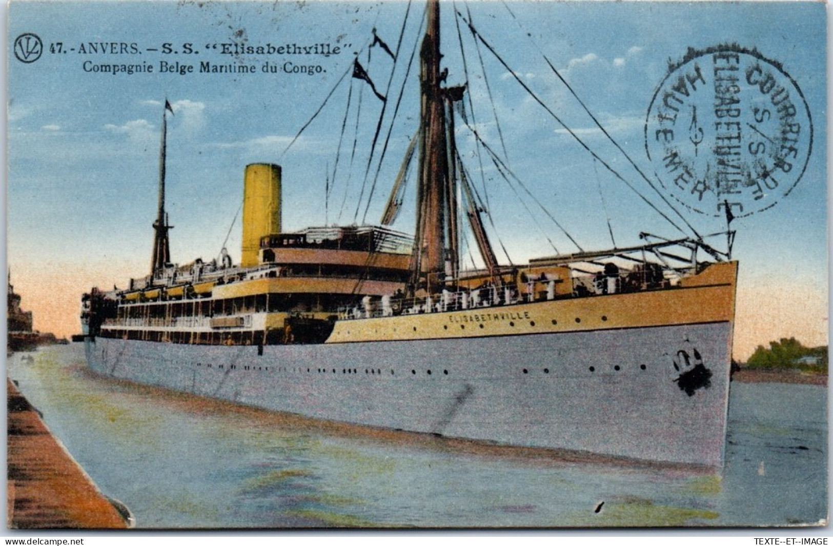 BELGIQUE  ANVERS - Le SS Elisabethville A Port (cachet) - Other & Unclassified