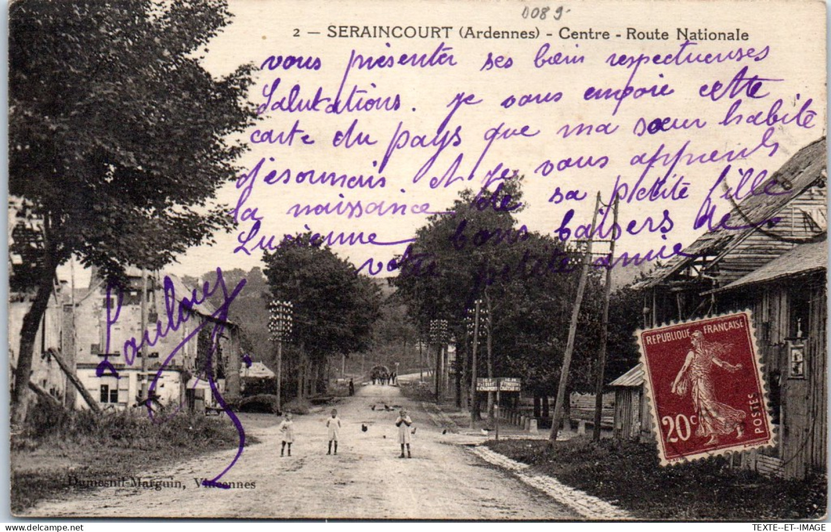 08 SERAINCOURT - Le Centre, Route Nationale  - Autres & Non Classés