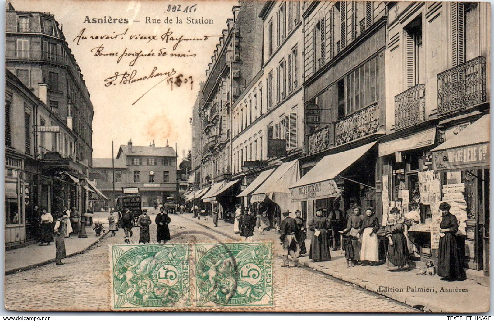 92 ASNIERES SUR SEINE - Un Coin De La Rue De La Station. - Asnieres Sur Seine