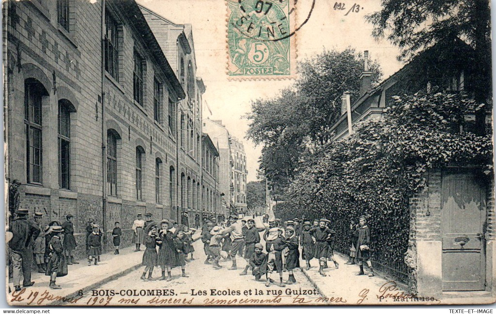 92 BOIS COLOMBES - Les Ecoles Et La Rue Guizot. - Otros & Sin Clasificación