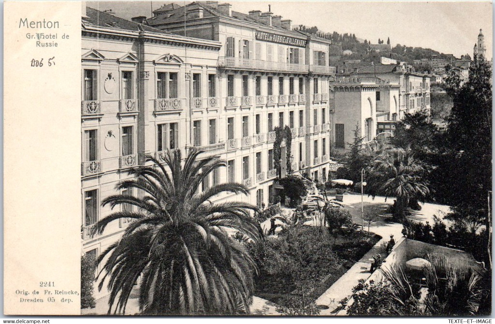 06 MENTON - Le Grand Hotel De Russie. - Menton