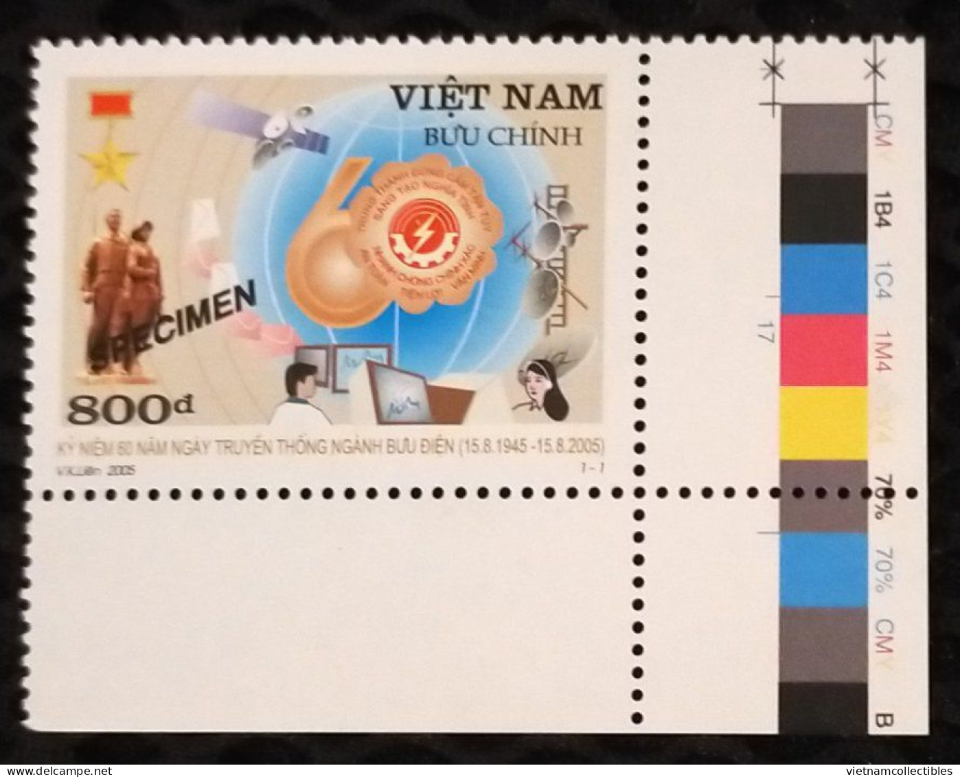 Vietnam MNH SPECIMEN Stamp 2005 : 60th Founding Anniversary Of Viet Nam Post (Ms939) - Vietnam