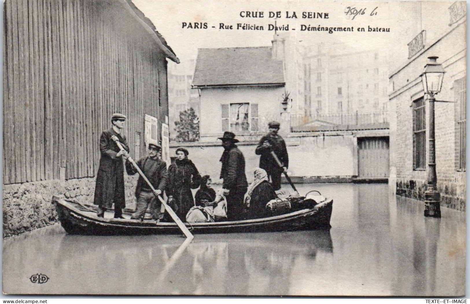 75016 PARIS - Rue Felicien David Lors De La Crue De 1910 - Arrondissement: 16