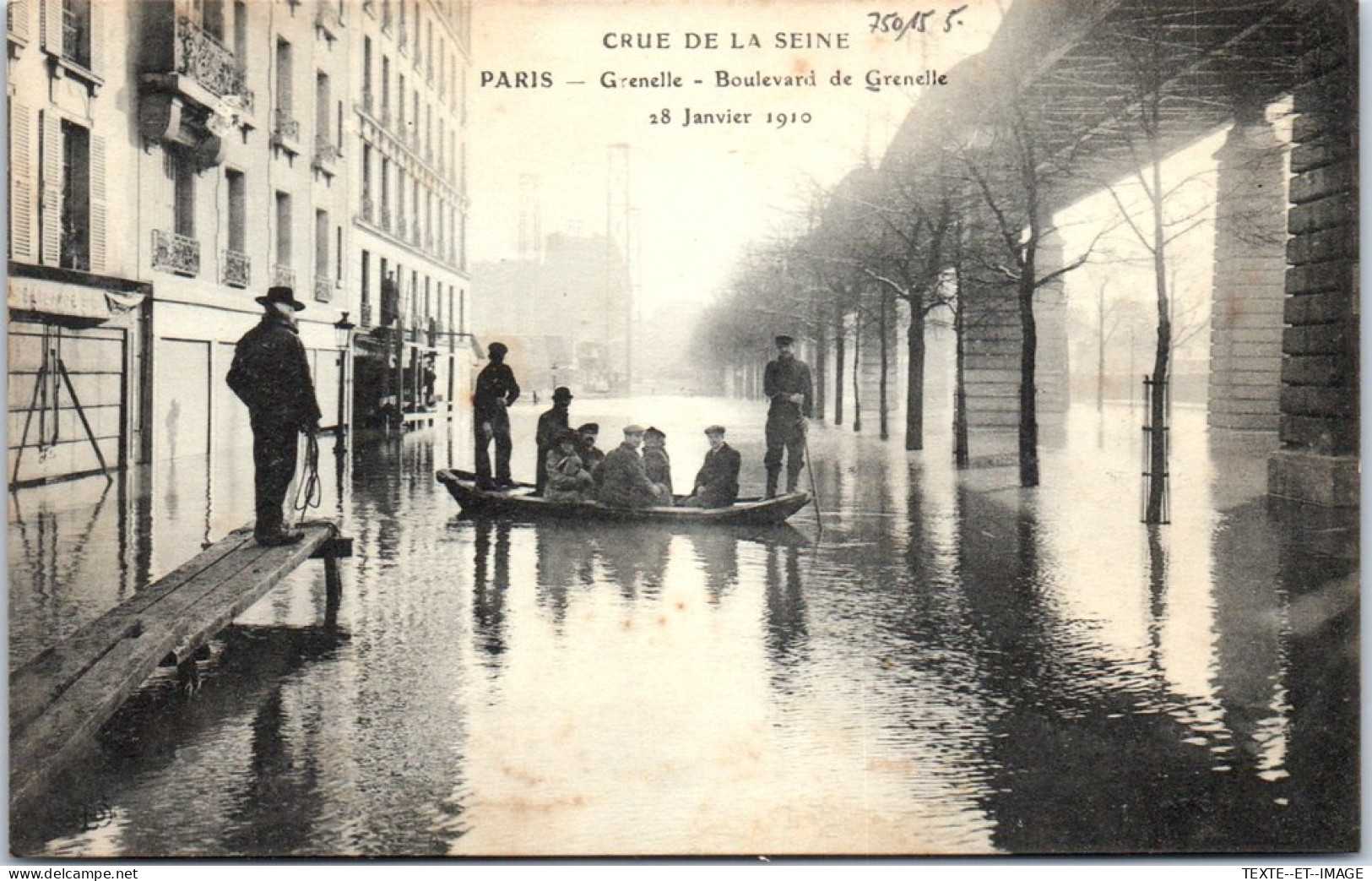 75015 PARIS - Perspective Du Bld De Grenelle Lors De La Crue De 1910 - Distrito: 15