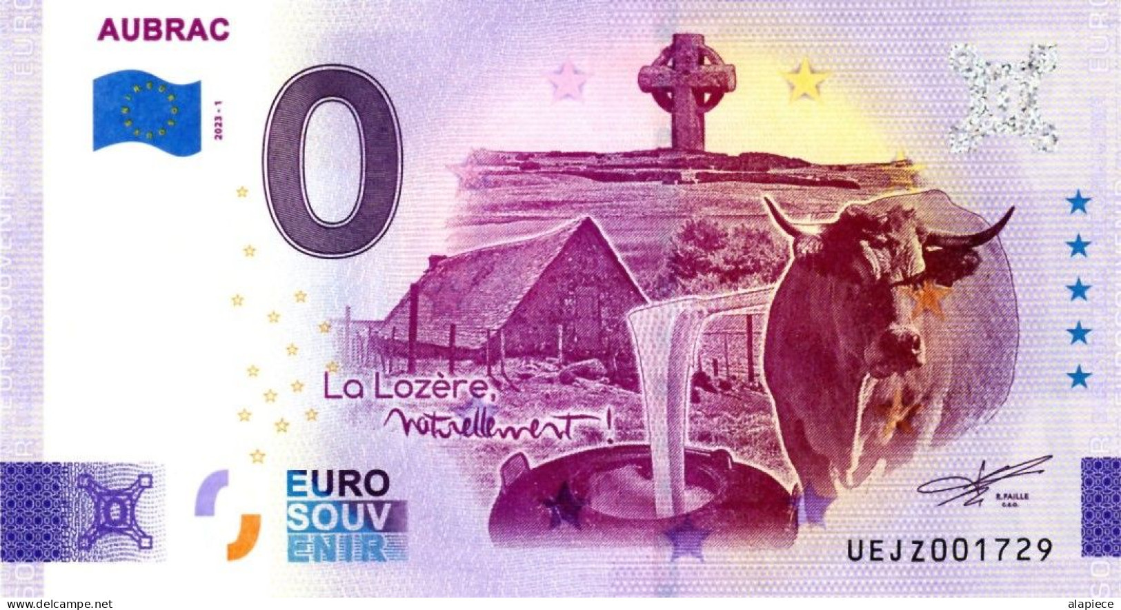 Billet Souvenir - 0 Euro - France - Aubrac (2023-1) - Privéproeven