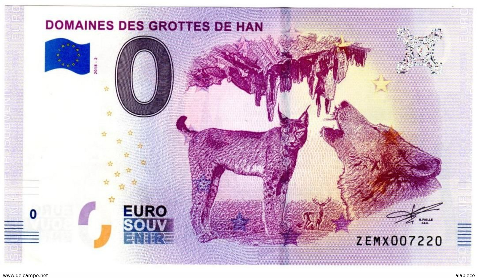 Billet Touristique - 0 Euro - Belgique - Domaines Des Grottes De Han - (2018-2) - Private Proofs / Unofficial