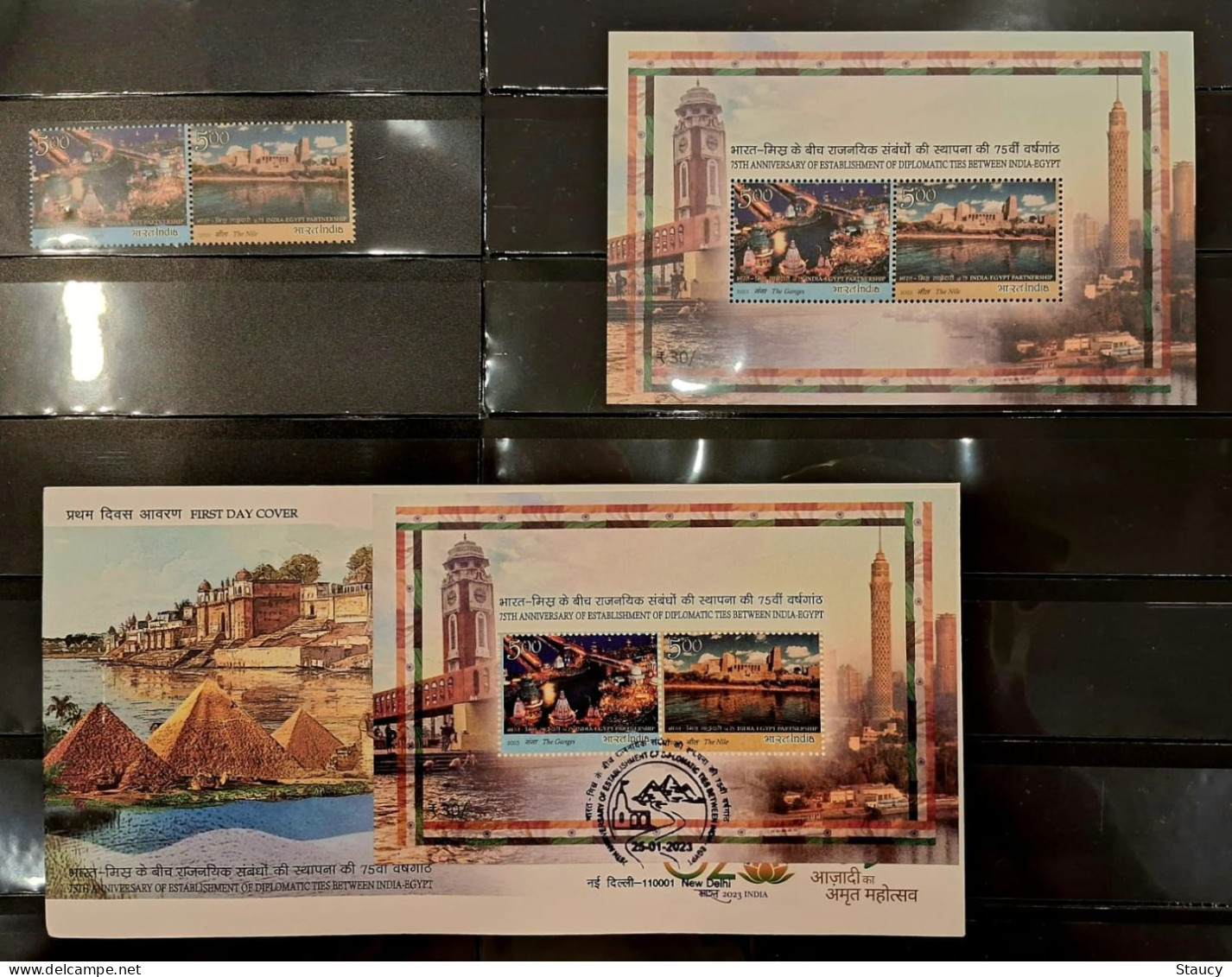 India 2023 INDIA - EGYPT JOINT ISSUE Collection: 2v SET + Miniature Sheet + First Day Cover As Per Scan - Emisiones Comunes