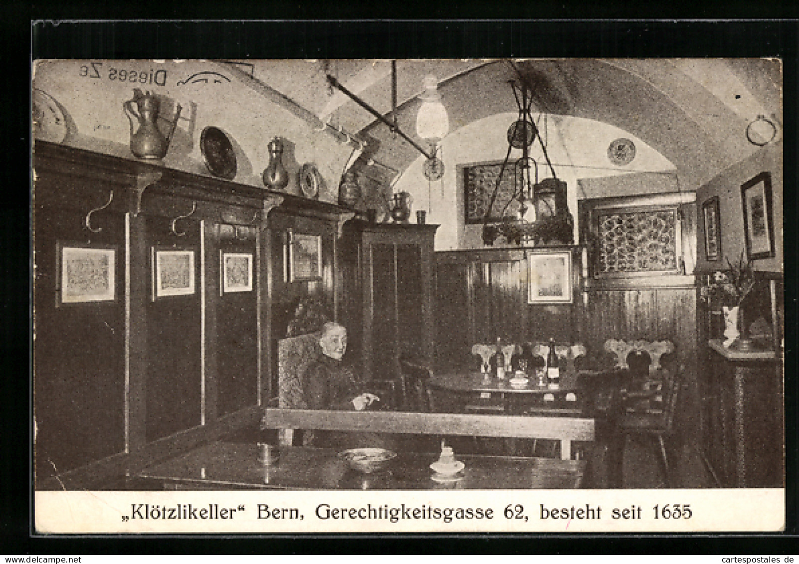 AK Bern, Gerechtigkeitsgasse 62, Gasthaus Klötzlikeller, Innenansicht  - Berna