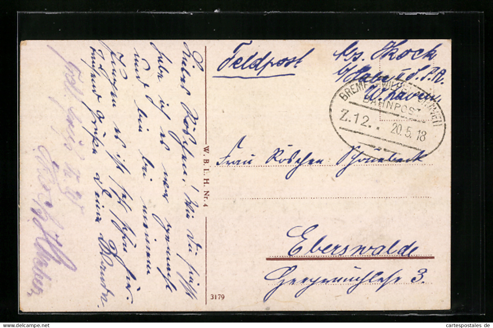 AK Bahnpoststempel Bremen-Wilhelmshaven, Z. 12  - Sonstige & Ohne Zuordnung