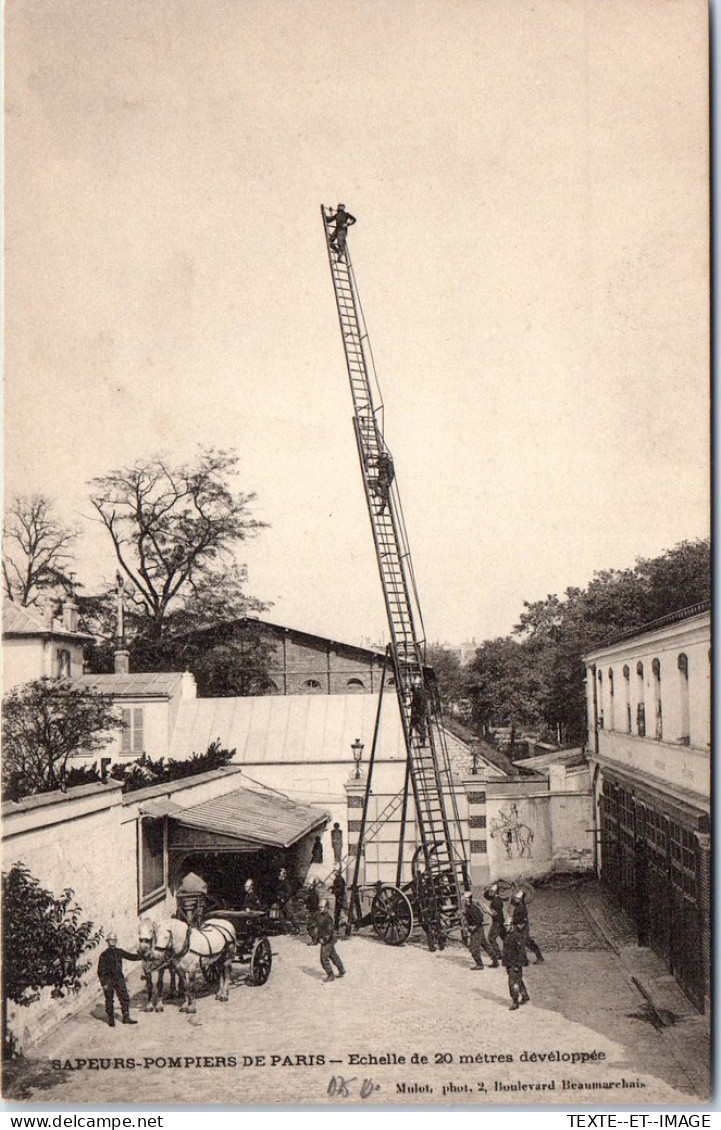 75 PARIS - Les Sapeurs Pompiers, Une Echelle De 20M - Autres & Non Classés