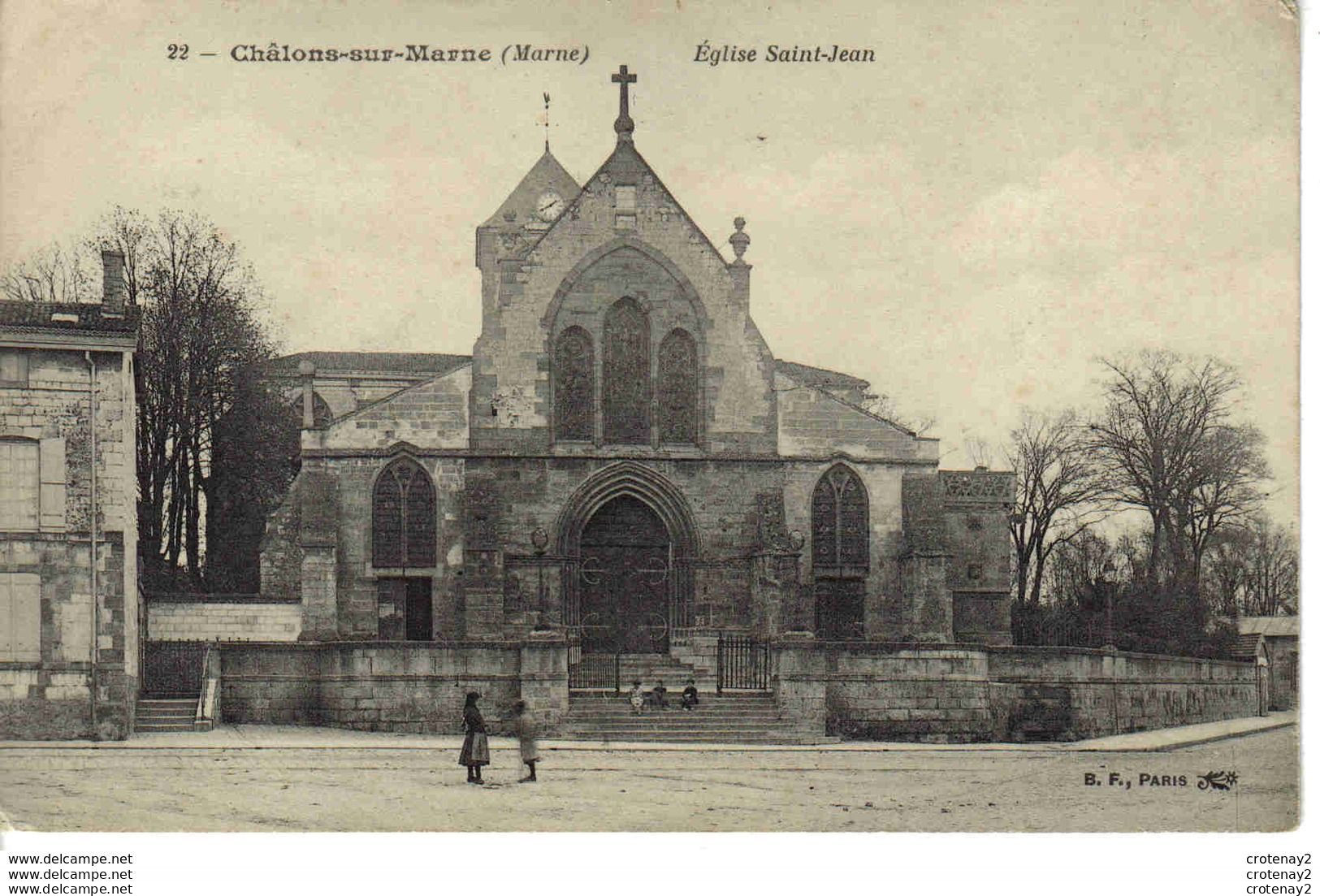 51 CHÂLONS SUR MARNE N°22 Eglise Saint Jean Animée Enfants Sur Les Marches VOIR DOS - Châlons-sur-Marne