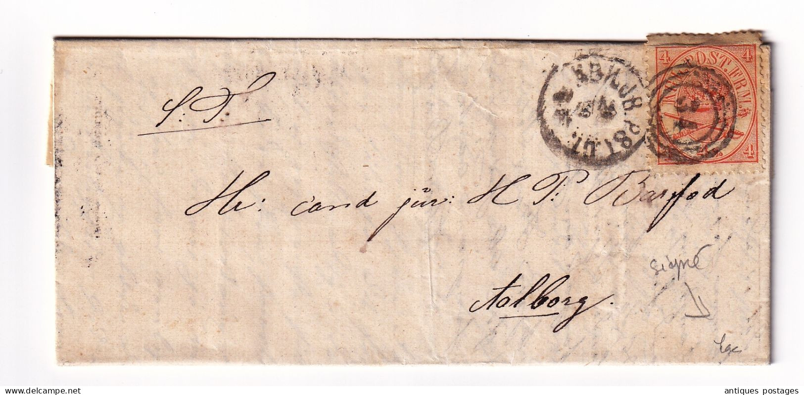 Lettre 1866 Denmark Danmark Scott Royal Emblems  KGL. POST FRM. Kongeligt Post Freimaerk - Covers & Documents