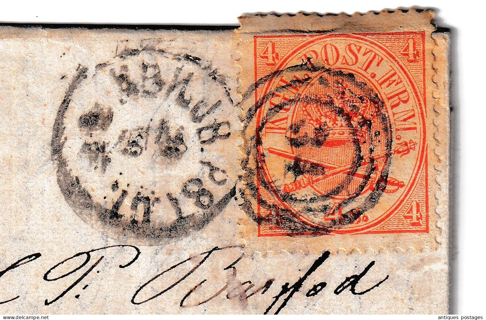 Lettre 1866 Denmark Danmark Scott Royal Emblems  KGL. POST FRM. Kongeligt Post Freimaerk - Storia Postale