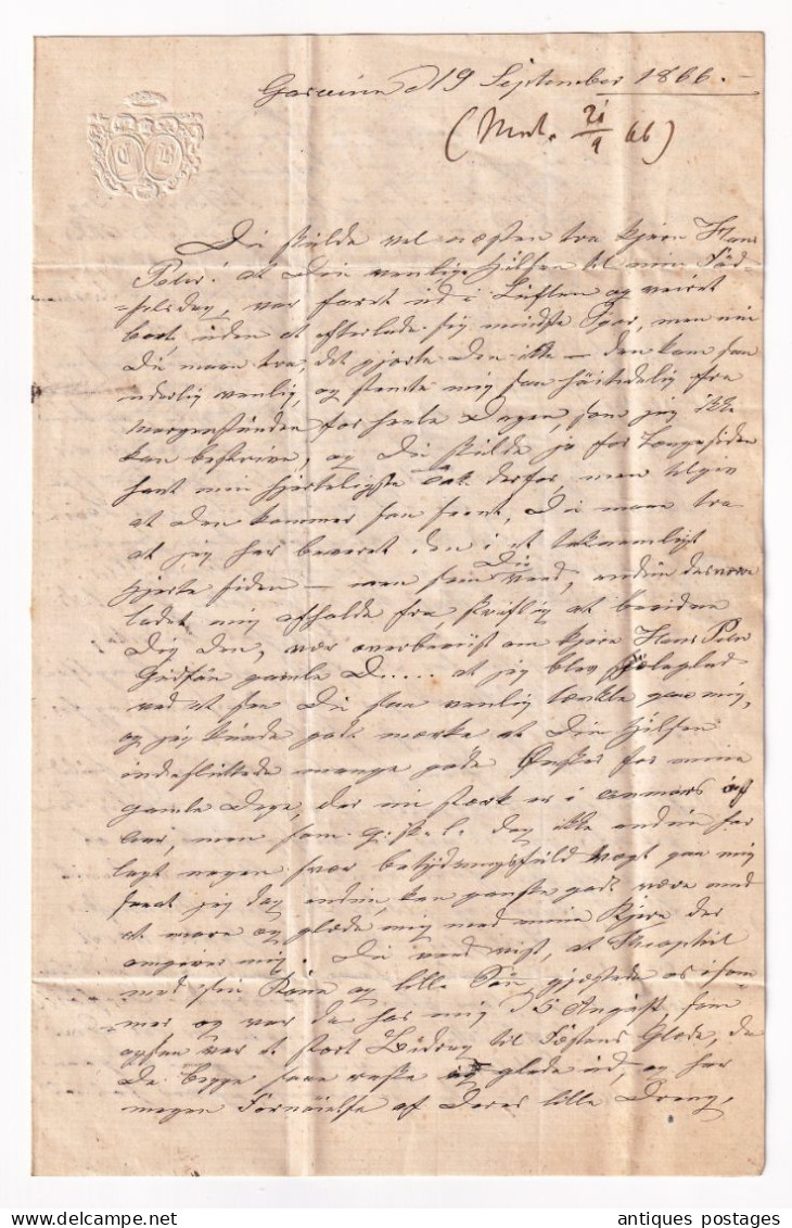 Lettre 1866 Denmark Danmark Scott Royal Emblems  KGL. POST FRM. Kongeligt Post Freimaerk