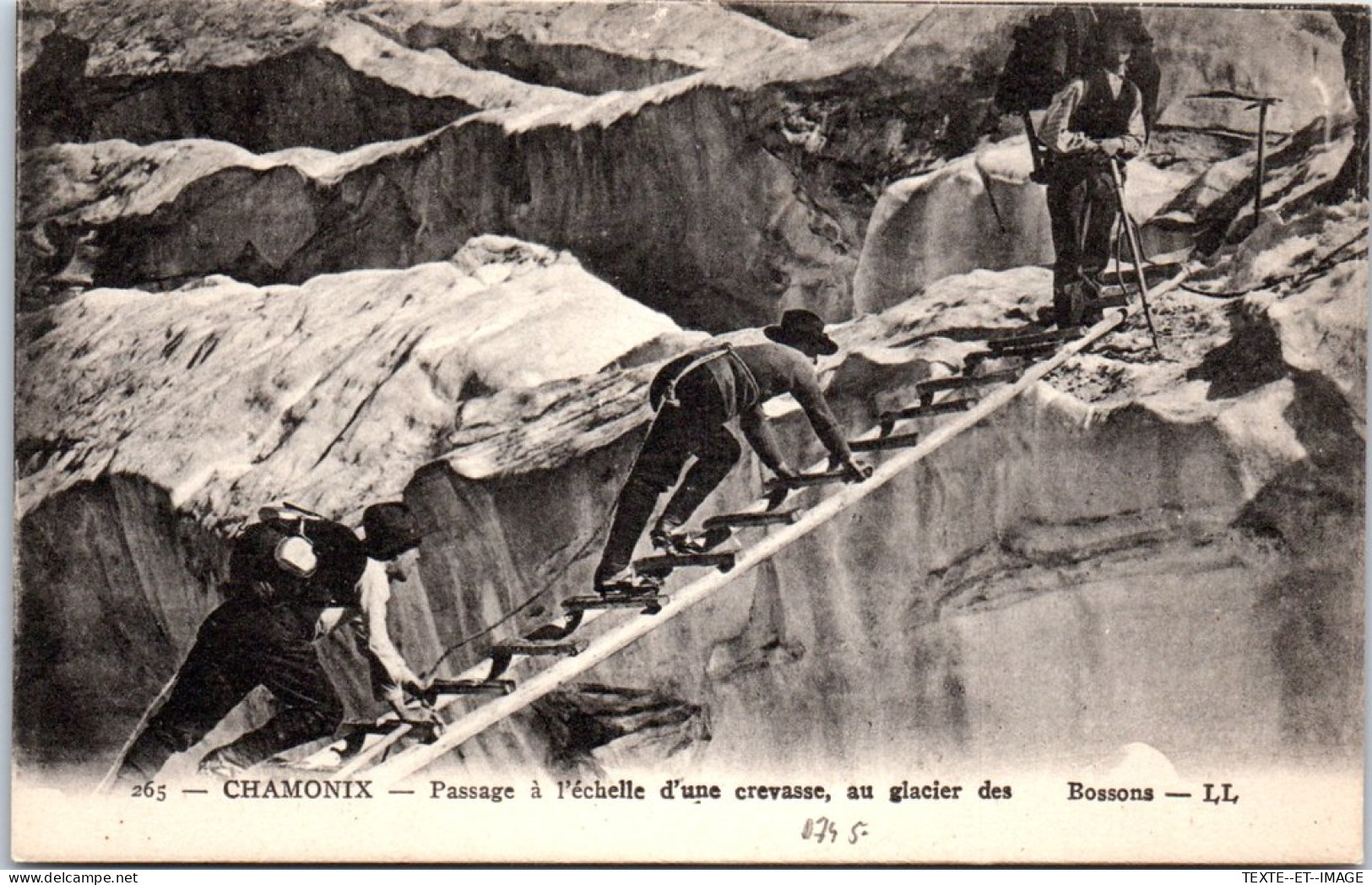74 CHAMONIX - Passage A L'echelle D'une Crevasse Aux Bossons  - Chamonix-Mont-Blanc
