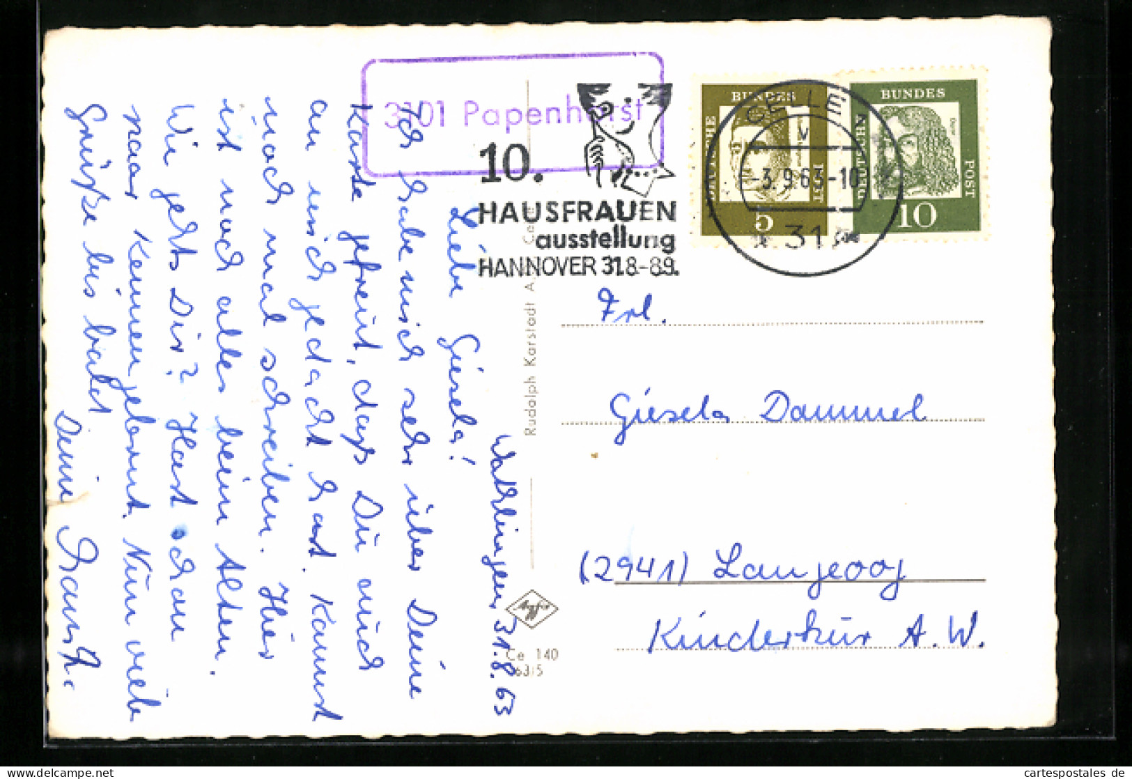 AK Landpoststempel 3101 Papenhorst  - Other & Unclassified