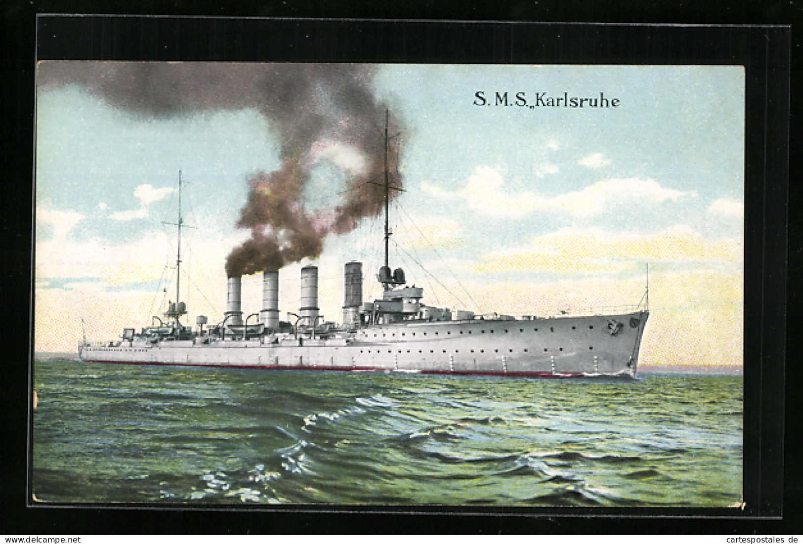 AK SMS Kriegsschiff Karlsruhe Bei Leichtem Wellengang  - Guerre
