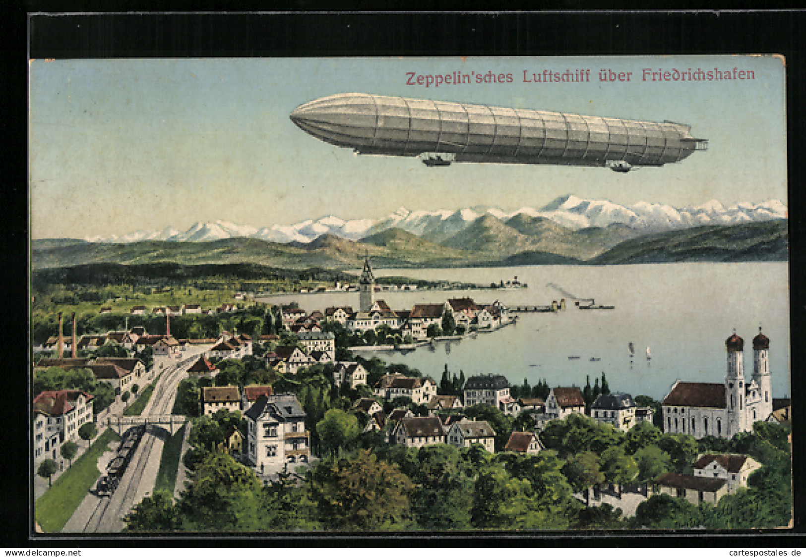 AK Friedrichshafen, Zeppelin`sches Luftschiff über Der Stadt  - Dirigibili