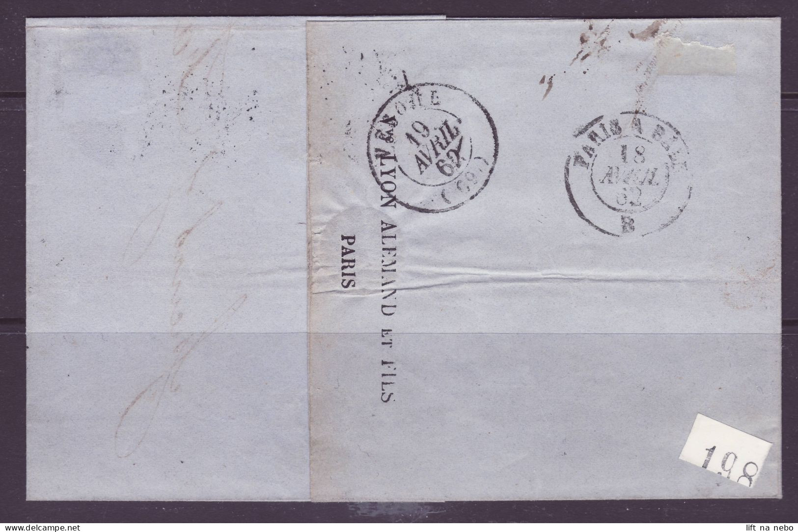 FRANCE 1853-1860 20c Bleu YT N°14 On The Cover From Paris - 1853-1860 Napoléon III