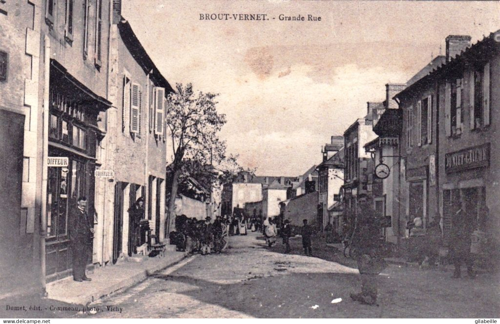 03 - Allier -   BROUT VERNET - Grande Rue - Coiffeur - 1906 - Otros & Sin Clasificación