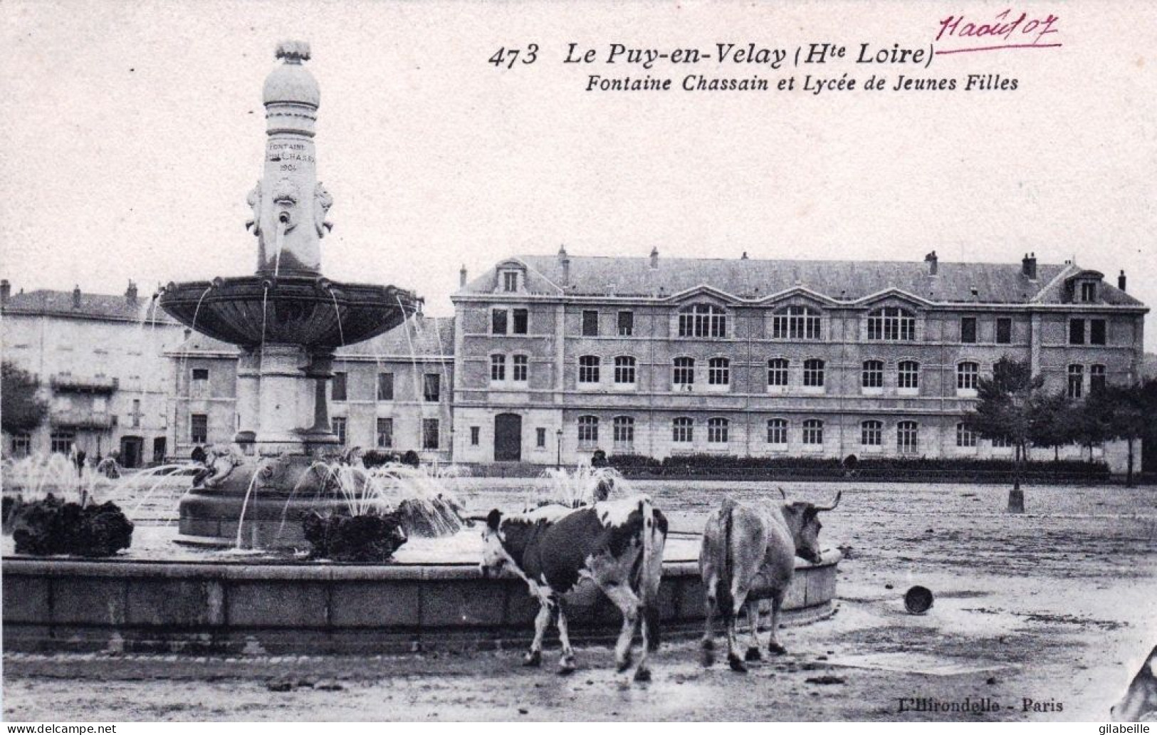 43 - Haute Loire - LE PUY En VELAY - Fontaine Chassain Et Lycée De Jeunes Filles - Le Puy En Velay