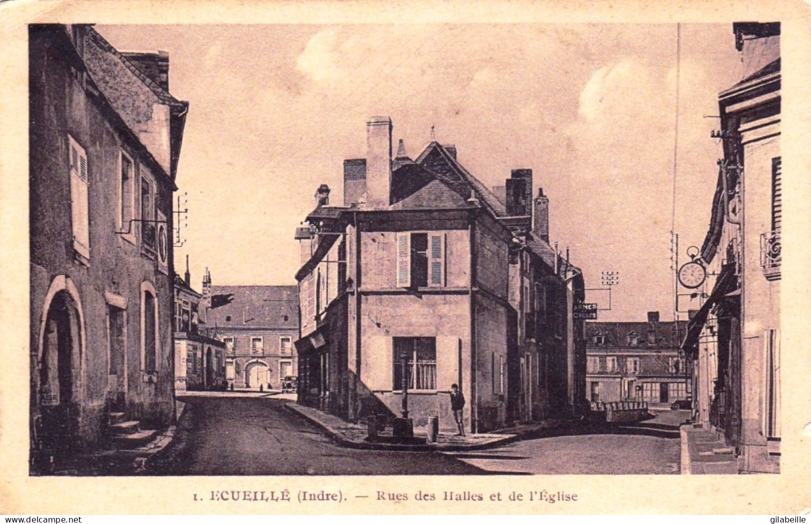 36 - Indre - ECUEILLE - Rue Des Halles Et De L Eglise - Otros & Sin Clasificación