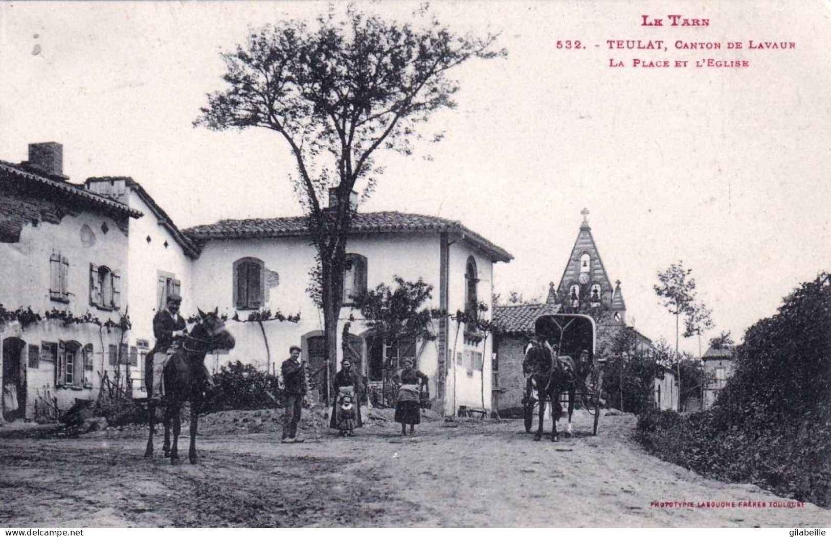 81 - Tarn - TEULAT ( Canton De Lavaux ) - La Place Et L Eglise - RARE - Other & Unclassified