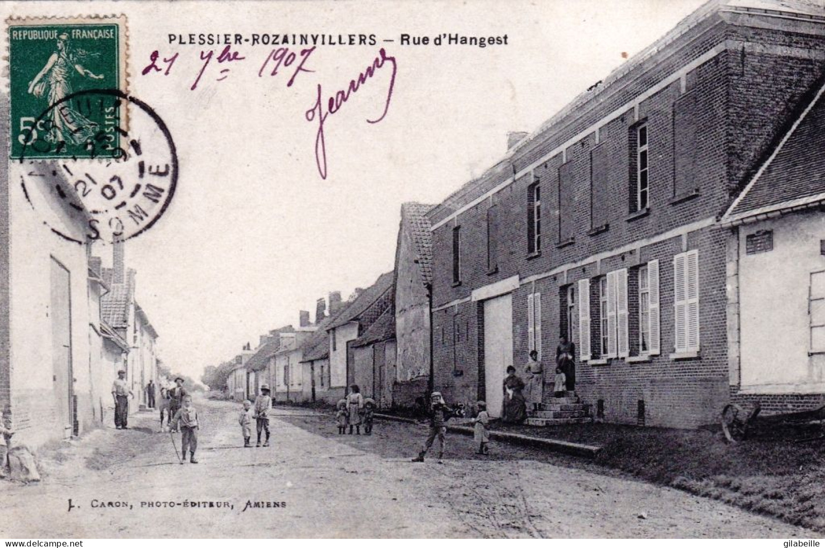 80 - Somme - LE PLESSIER ROZAINVILLERS - Rue D Hangest - Autres & Non Classés